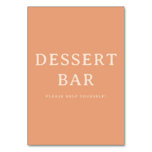 Numéro De Table Panneau de bar à desserts minimaliste pêche chaude