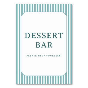Numéro De Table Panneau de Bar à Desserts Rayé Bleu Joyeux