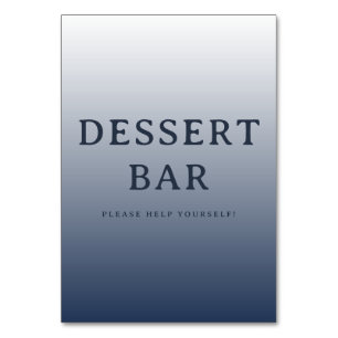 Numéro De Table Panneau de bar à desserts typographique bleu marin