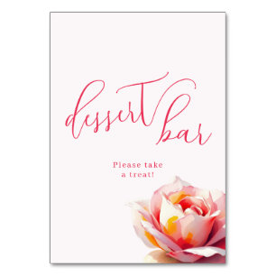 Numéro De Table Panneau de dessert rose corail fantaisiste