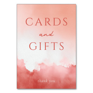 Numéro De Table Panneau de gratitude à l'aquarelle rose serein