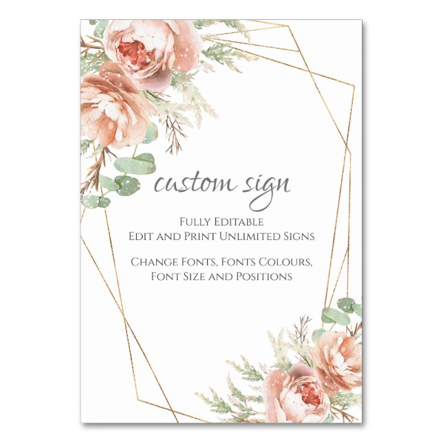 Numéro De Table Panneau de mariage personnalisé Roses roses pâles (Par défaut)