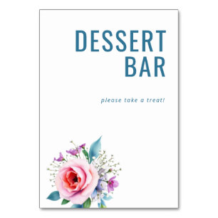 Numéro De Table Panneau de signalisation de bar à desserts floral