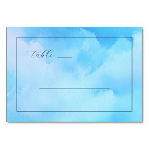 Numéro De Table Panneau de table aquarelle bleu sérénité