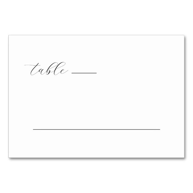 Numéro De Table Panneau de table élégant en écriture cursive noire (Devant)