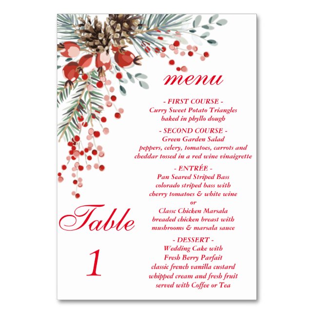 Numéro De Table Panneau de tente de Noël avec menu (Par défaut)