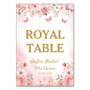 Numéro De Table Papillon floral rose rose pâle Quinceañera