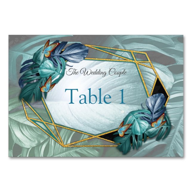 Numéro De Table Papillons du Paradis/Tropical Turquoise Splash (Devant)
