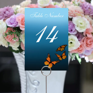 Numéro De Table Papillons Monarque Blue Ombre