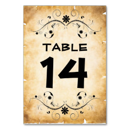 Numéro De Table Parchemin vintage Rustique