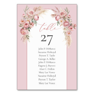 Numéro De Table Parque unique bouquet somptueux pampas
