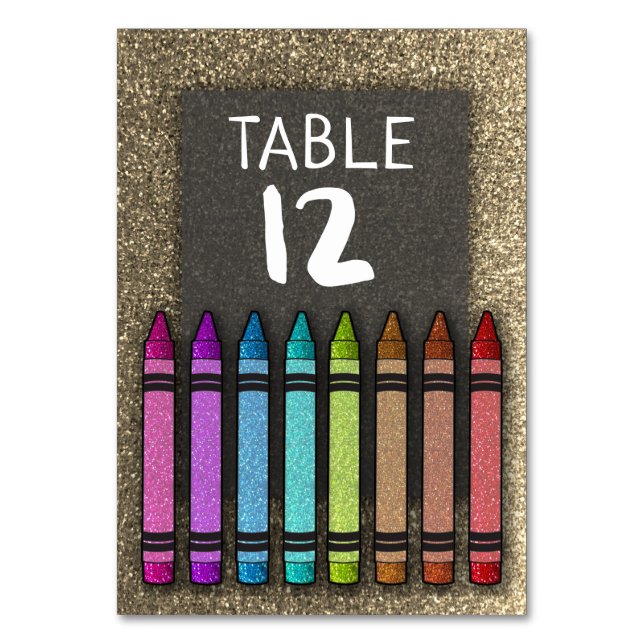 Numéro De Table Parties scintillant arc-en-ciel Crayon Premier Bab (Par défaut)
