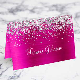 Numéro De Table Parties scintillant argent Hot rose Plaques indivi