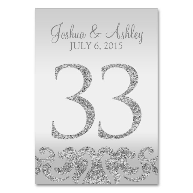 Numéro De Table Parties scintillant Argent Look Mariage Numéros de (Par défaut)