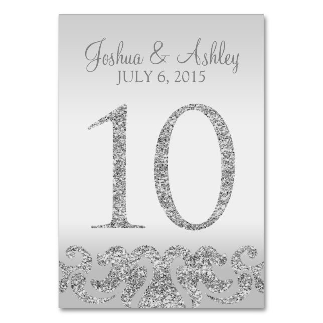 Numéro De Table Parties scintillant Argent Look Mariage Numéros de (Par défaut)