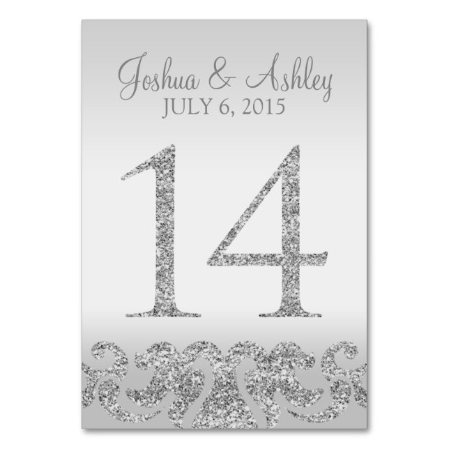 Numéro De Table Parties scintillant Argent Look Mariage Numéros de (Par défaut)
