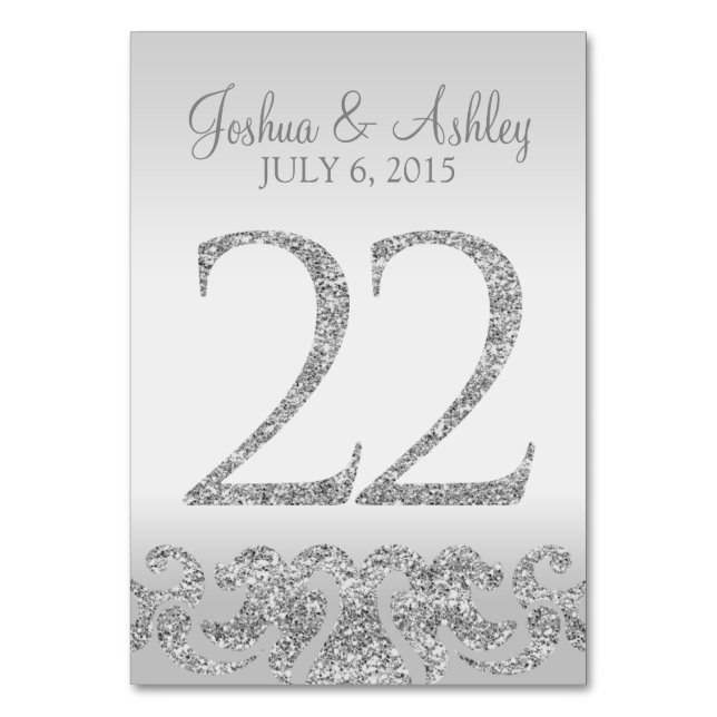 Numéro De Table Parties scintillant Argent Look Mariage Numéros de (Par défaut)