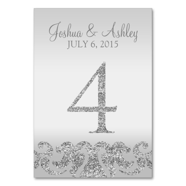 Numéro De Table Parties scintillant d'argent Look Mariage Numéros  (Par défaut)