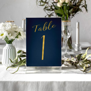 Numéro De Table parties scintillant d'or mariage marine élégant