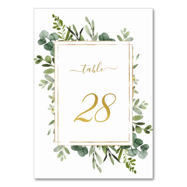 Numéro De Table Parties scintillant d'or Mariage vert botanique nu (Par défaut)