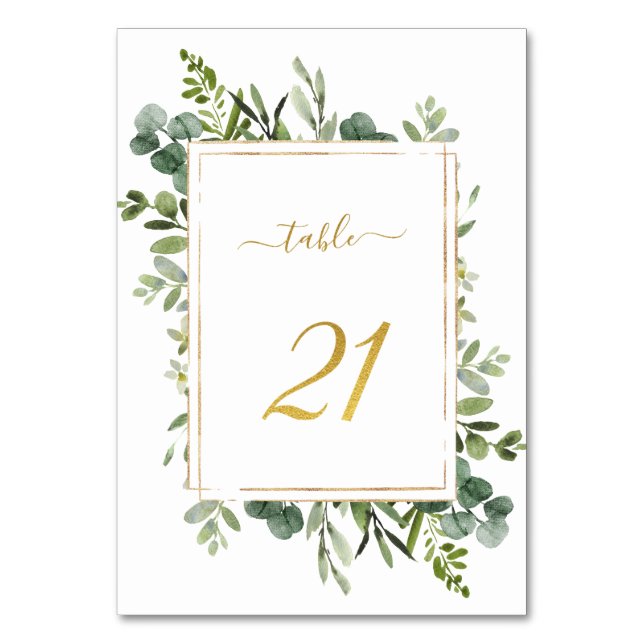 Numéro De Table Parties scintillant d'or Mariage vert botanique nu (Par défaut)