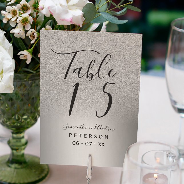 Numéro De Table Parties scintillant en argent ombre mariage métall (Créateur téléchargé)