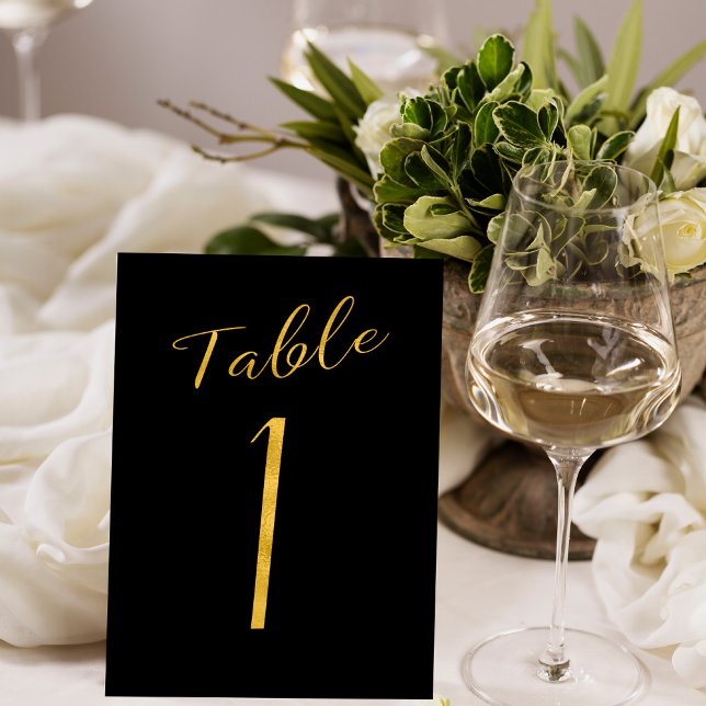 Numéro De Table parties scintillant en or mariage noir élégant num (Créateur téléchargé)