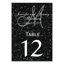 Numéro De Table Parties scintillant Look Monogramme noir et blanc 