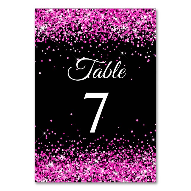 Numéro De Table Parties scintillant rose chaud noir élégante calli (Par défaut)