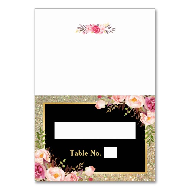 Numéro De Table Parties scintillant rose Floral Or rayures Mariage (Par défaut)