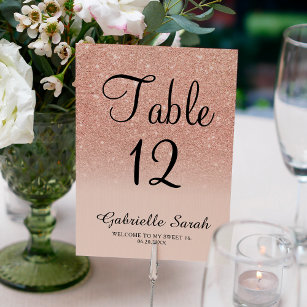 Numéro De Table parties scintillant rose or rose ombre doux 16 tab