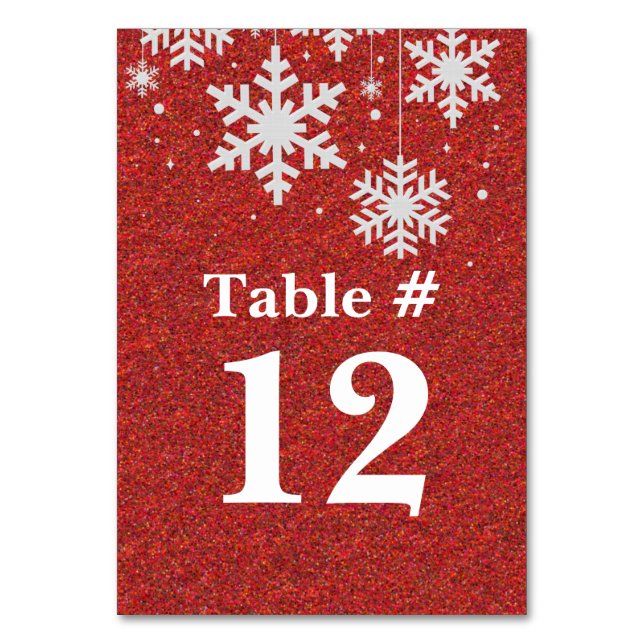 Numéro De Table Parties scintillant rouge et flocons de neige Numé (Par défaut)