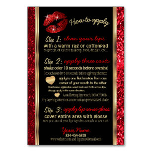 Numéro De Table Parties scintillant rouge lèvre Comment appliquer