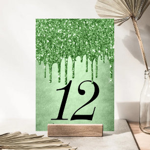 Numéro De Table Parties scintillant verte à goutte Faux Melt De