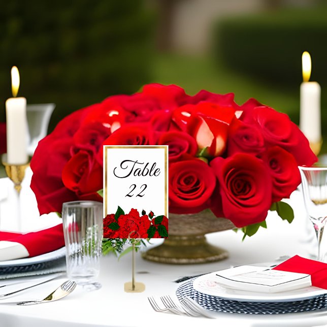 Numéro De Table Passion romantique traditionnelle Roses rouges Mar (Créateur téléchargé)