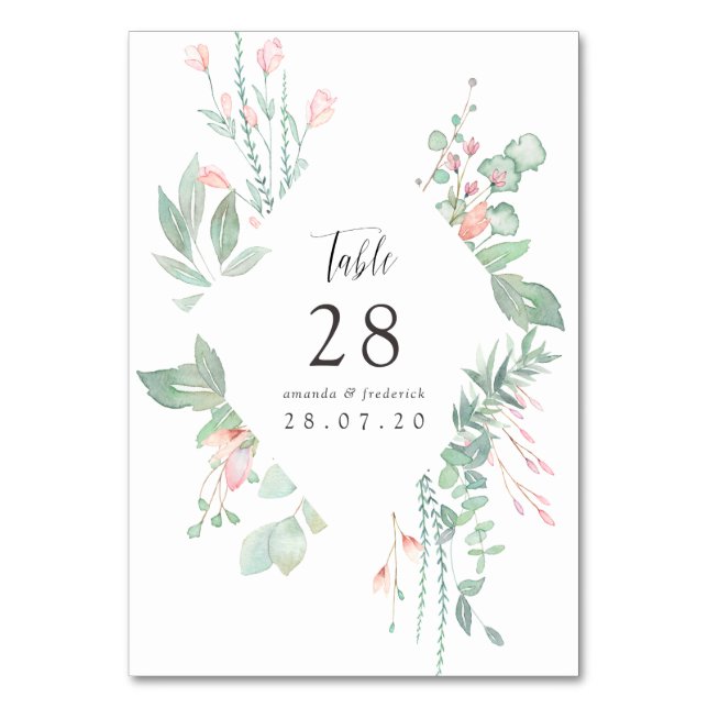 Numéro De Table Pastel Blush Greenery Mariage (Par défaut)