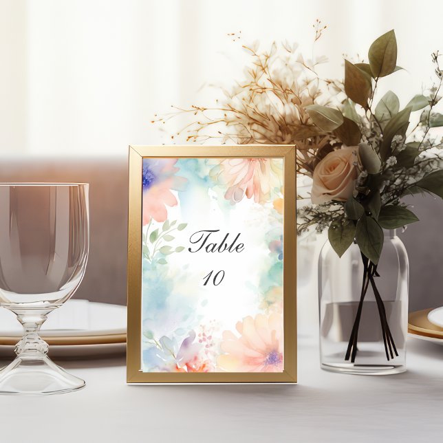 Numéro De Table Pastel Floral Aquarelle Élégante Mariage moderne (Pastel Floral Watercolor Wedding Table Number Cards)