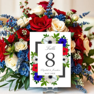 Numéro De Table Patriotique Panda Anemone Mariage