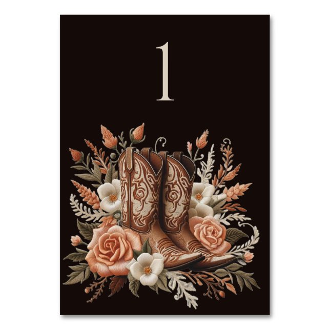 Numéro De Table Pays élégant moderne Occidental- Fleurs (Par défaut)