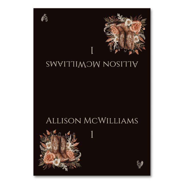 Numéro De Table Pays élégant moderne Ouest- Fleurs-Volailles (Par défaut)