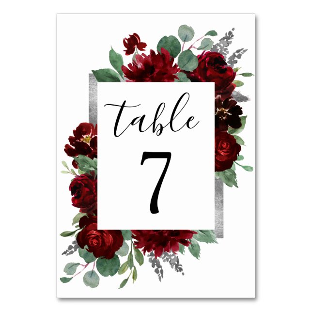 Numéro De Table Pays Rouge et Argent Bourgogne Rose Mariage d'hive (Par défaut)