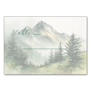 Numéro De Table Paysage de montagne serein et feutré à l'aquarelle