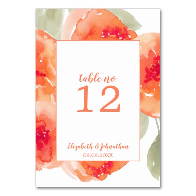 Numéro De Table Peach Peonies Floral Mariage Réception (Par défaut)