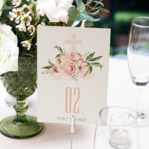 Peach Peony Floral Cross Bunch Baptism Bienvenue