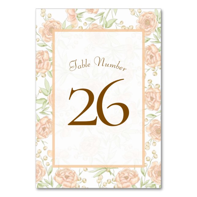 Numéro De Table Peach Rose Wedding (Dos)