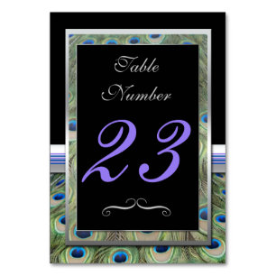 Numéro de table Peacock noir et argent