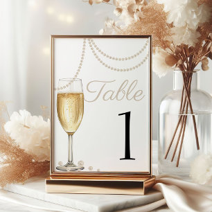 Numéro De Table Pearls et Prosecco élégant brunch nuptiale Douche