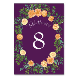 Numéro De Table Pêche & Plum Purple Peony & Rose Floral Mariage
