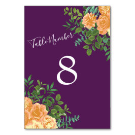 Numéro De Table Pêcher Mariage violet Roses floraux