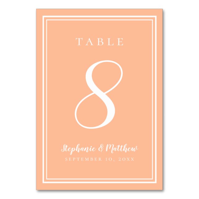 Numéro De Table Pêcher Moderne Simple Réception Mariage Minimalist (Par défaut)